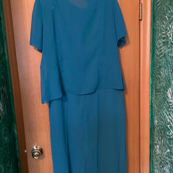 Blue Tank Top Maxi Dress with Wide straps + blouse with embroidery beaded detail - Picture 10 of 12